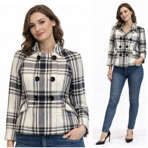 Zara Plaid Jacket Black and White Double-Breasted Blazer SIZE MEDIUM